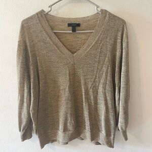 J. Crew Metallic Gold V-Neck Sweater Size Large